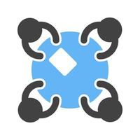 Teamwork Glyph Blue and Black Icon vector