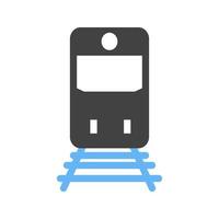 tren glifo icono azul y negro vector