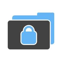 Secret Folder Glyph Blue and Black Icon vector