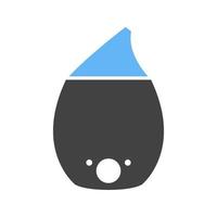 humidificador de aire glifo icono azul y negro vector