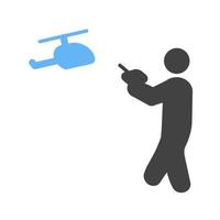 Playing with Helicopter Glyph Blue and Black Icon vector