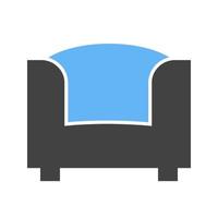 Single Sofa Glyph Blue and Black Icon vector