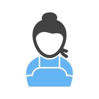 Girl in High Pony Glyph Blue and Black Icon vector