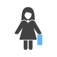 mujer de negocios glifo icono azul y negro vector