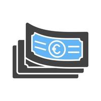 Euro Currency Glyph Blue and Black Icon vector