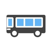 autobús escolar glifo icono azul y negro vector