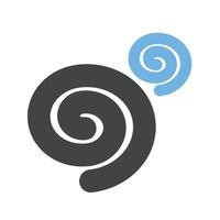 Rolled Bun Glyph Blue and Black Icon vector