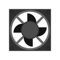 CPU fan black device design part component PC vector icon. Service computer tool power cooler blower ventilator