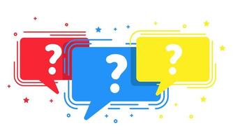 Flat question mark in speech bubble background multicolored. FAQ symbol flying bubbles with question vector illustration