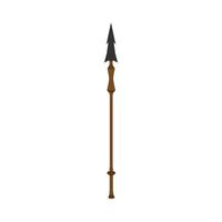 Vector wooden spear illustration ancient symbol weapon. History wooden spear hunter lance sign cartoon. Battle old tool protection icon military design. Long guard gladiator arrowhead symbol