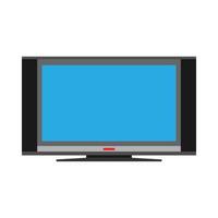 equipo de televisión de plasma icono de vector de entretenimiento electrónico vista frontal. interior de pantalla inteligente plana de televisión