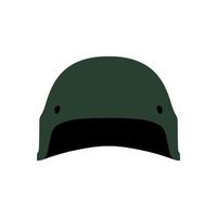 icono de vector de equipo de símbolo de protección de armadura de casco verde militar. combate vista frontal cabeza municiones guerra soldado