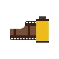 icono de vector de cine de tecnología de símbolo de rollo de película. tira de cinta de círculo de carrete analógico de video. marco negativo vintage hollywood