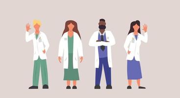 Hospital doctor clinic illustration professional people person. Medicine health care man and woman character with uniform isolated. Profession practitioner team emergency group set. Help service job vector