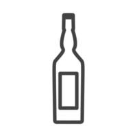 icono de ilustración de vector de bebida de vidrio de botella. símbolo de bebida de recipiente de plástico líquido y objeto de etiqueta de barra de alcohol. signo gráfico de comida refresco o cerveza blanco aislado. contorno producto silueta en blanco pub