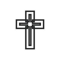 cruz religión dios vector ilustración icono. símbolo cristianismo y forma signo cristiano. crucifijo religioso fe y catolicismo arte sagrado negro. elemento de espiritualidad diseño de jesús y blanco aislado