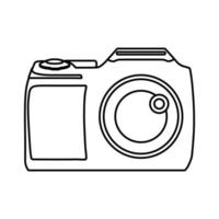 icono de vector de foto y esquema de ilustración de símbolo de fotografía. línea de tecnología de imagen de película de cámara y señal de imagen web delgada. lente de marco de fotógrafo y elemento simple de equipo plano. captura de dispositivo