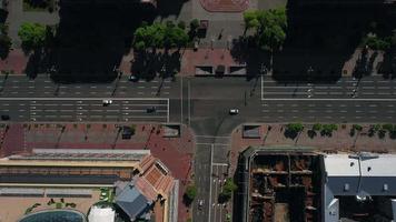 Aerial view of T intersection in city of Kyiv, Ukraine video