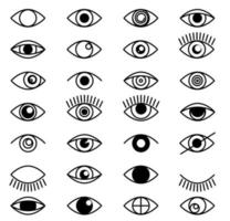 Eye outline set icons. Close and open eyes shapes with lashes. Line optical vision signs in line style. Collection black shapes supervision and searching eyeball vector illustration