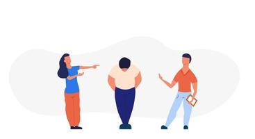 Bullying a fat man person problem violence student school vector illustration. Overweight character abuse sad depressed conflict. Ugly body aggression adversity. Public guy emotion harassment