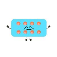 Funny medicine pills character happiness. Humor medical emoticons pills cheerful. Cartoon work emoji character health care pharmacy. Happy face pills mascot icon tablet. Isolated hospital symbol vector