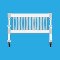 bebé cuna vector icono newbord. símbolo blanco lindo de la historieta del cuidado de la cama del niño. niño dormir cochecito carro muebles