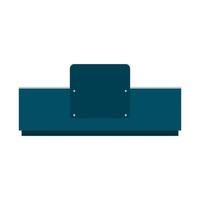 Reception desk front view vector icon. Hotel symbol office company lobby service furniture. Business interior equipment