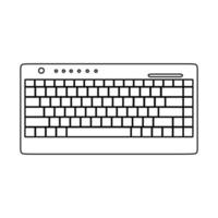 Computer keyboard technology vector illustration equipment outline with key and button line. Office computer keyboard device tool PC thin. Electronic modern object keypad isolated white icon.