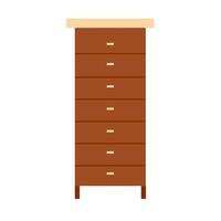 Drawer brown box style equipment retro with shelf. Apartment contemporary simple wooden furniture vector