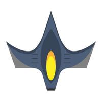 Space fighter top view flat vector icon. Flight transport aerospace combat technology plane.
