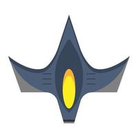 Space fighter top view flat vector icon. Flight transport aerospace combat technology plane.