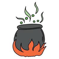 Doodle Cartoon Boiling Pot vector