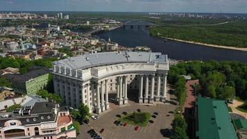 Aerial view of Ukrainian Government Building in capital city of Kyiv, Ukraine