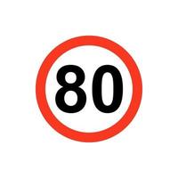 Traffic sign speed limit number eighty. vector