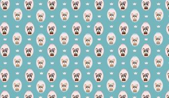 Seamless pattern Kawaii cute bulldog cartoon flat vector element art design.