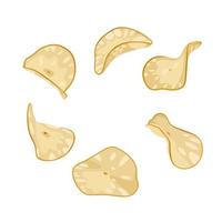 Vector illustration, cassava chips, snacks isolated on white background.