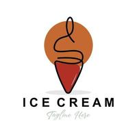 diseño de logotipo de helado, ilustración de alimentos fríos dulces frescos, vector favorito de los niños, marca de producto