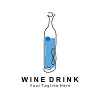 diseño de logotipo de vino de bebida, ilustración de vidrio, botella de bebida de alcohol, vector de producto de la empresa