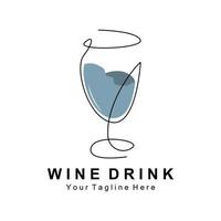 Beverage Wine Logo Design, Glass Illustration, Alcohol Drink Bottle, Company Product Vector