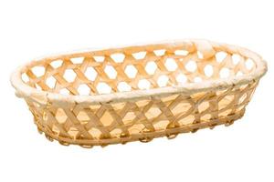 Wooden basket on white background photo