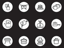 conjunto, icono, cocina, editable vector