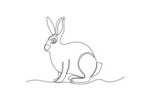 One continuous line drawing of a rabbit. Animal concept. Single line draw design vector graphic illustration.