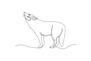 One continuous line drawing of a wolf. Animal concept. Single line draw design vector graphic illustration.