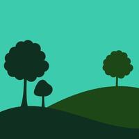 vector illustration of nature background with plants, hill and sky. Good for anything related to nature, environment, earth day, greenery