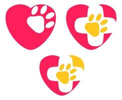 icono de ilustración vectorial de pata en el corazón con color plano simple. adecuado para su uso en actividades relacionadas con mascotas, amantes de los animales, clínicas de mascotas, rescate de animales vector