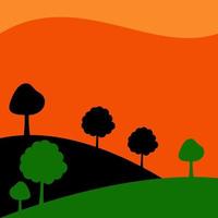 vector illustration of nature background with plants, hill and sky. Good for anything related to nature, environment, earth day, greenery