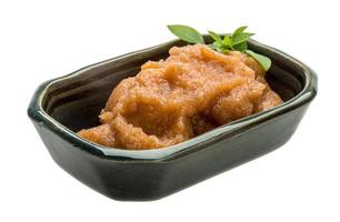 Pollock roe in a bowl on white background photo