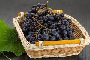 Grape in a basket on wooden background photo
