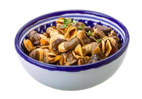 Broad beans in a bowl on white background photo