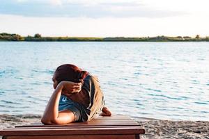 Enjoying in simple life at the beach. photo